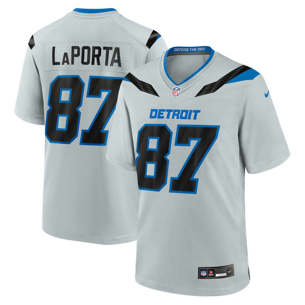 Men's Detroit Lions Sam LaPorta Silver 2026 Rivalries Collection Game Jersey