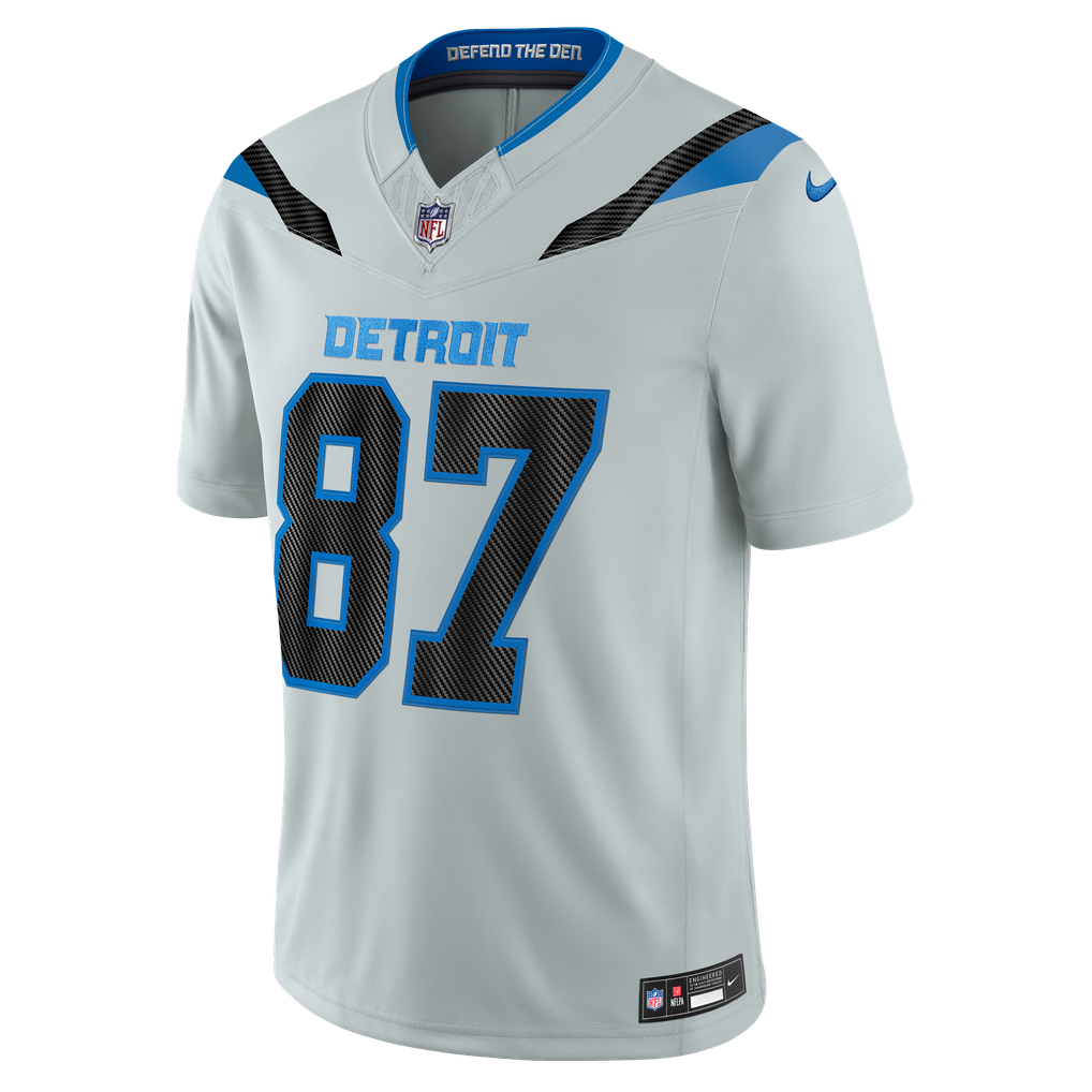Men's Detroit Lions Sam LaPorta Silver 2026 Rivalries Collection Stitched Limited Jersey