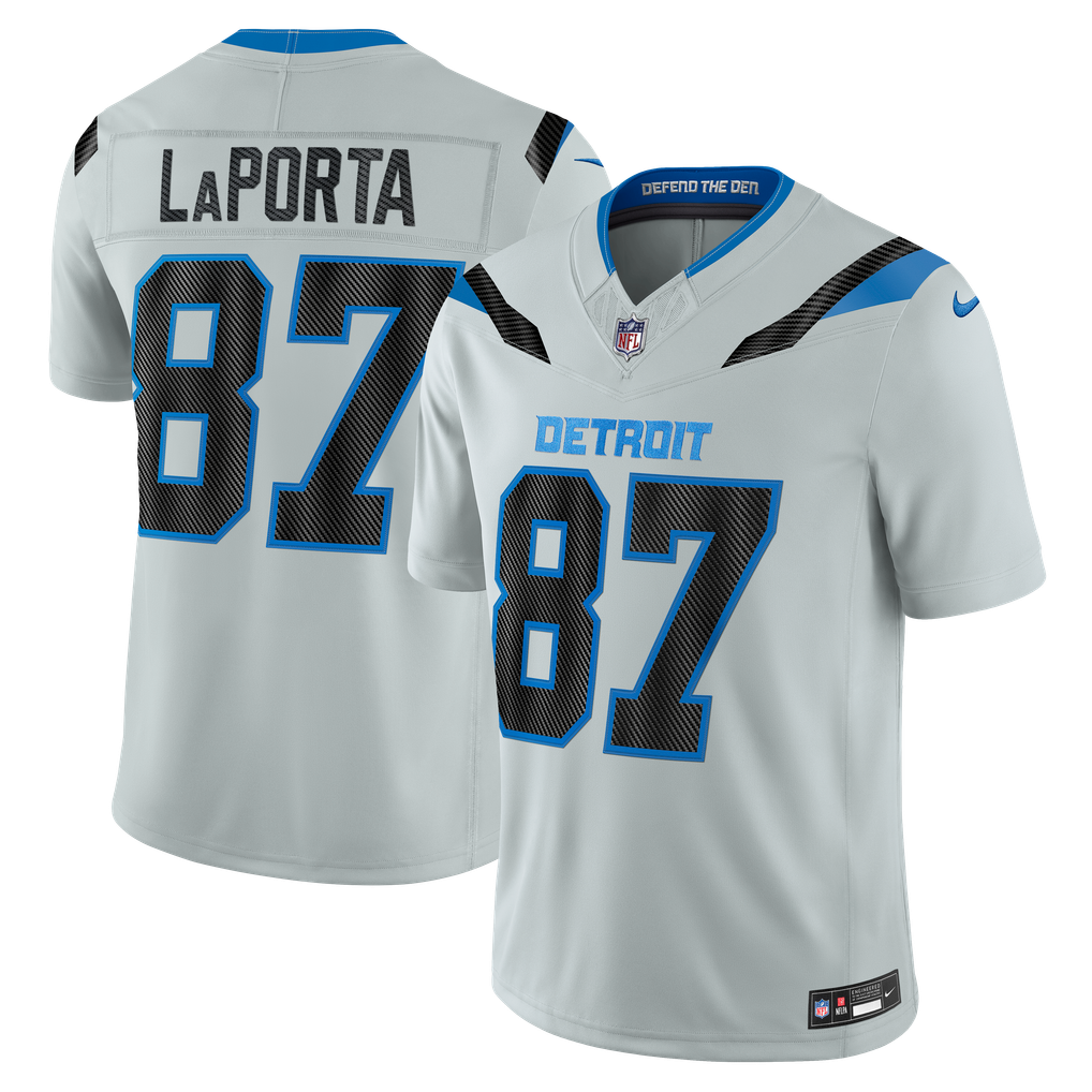 Men's Detroit Lions Sam LaPorta Silver 2026 Rivalries Collection Stitched Limited Jersey