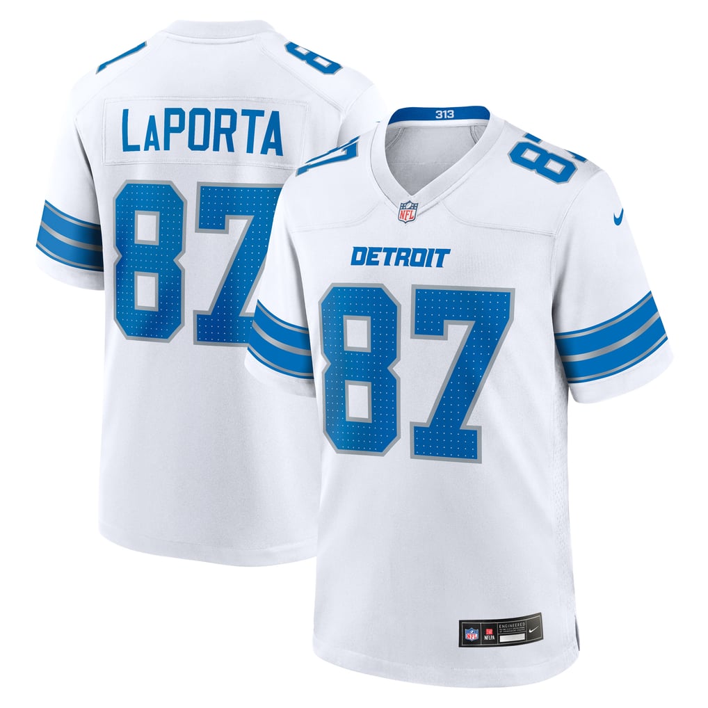 Men's Detroit Lions Sam LaPorta White Game Jersey