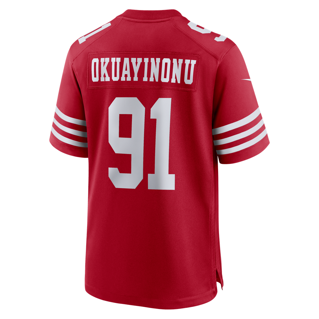 Men's San Francisco 49ers Sam Okuayinonu Scarlet Team Game Jersey