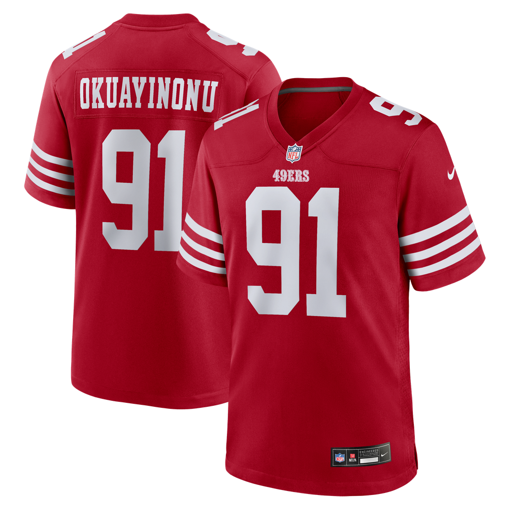 Men's San Francisco 49ers Sam Okuayinonu Scarlet Team Game Jersey