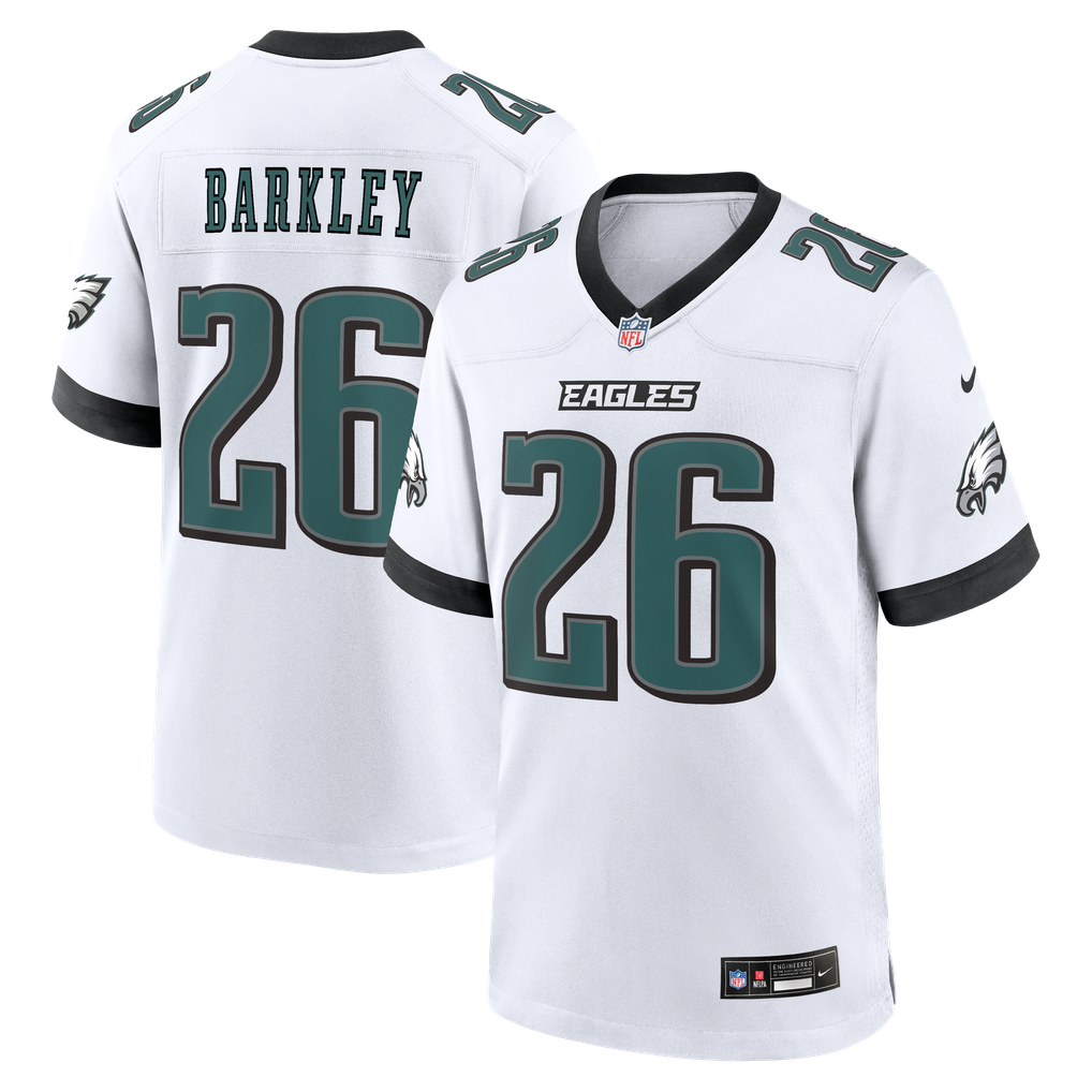 Men's Philadelphia Eagles Saquon Barkley White Game Jersey