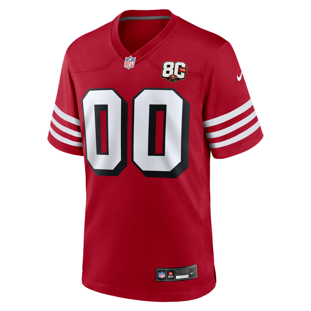 Men's San Francisco 49ers Scarlet 80th Anniversary Alternate Custom Game Jersey