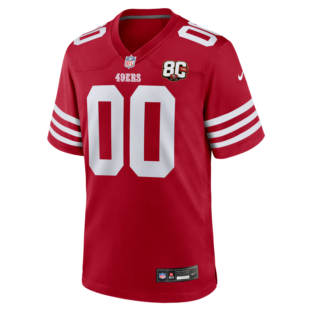 Men's San Francisco 49ers Scarlet 80th Anniversary Custom Game Jersey