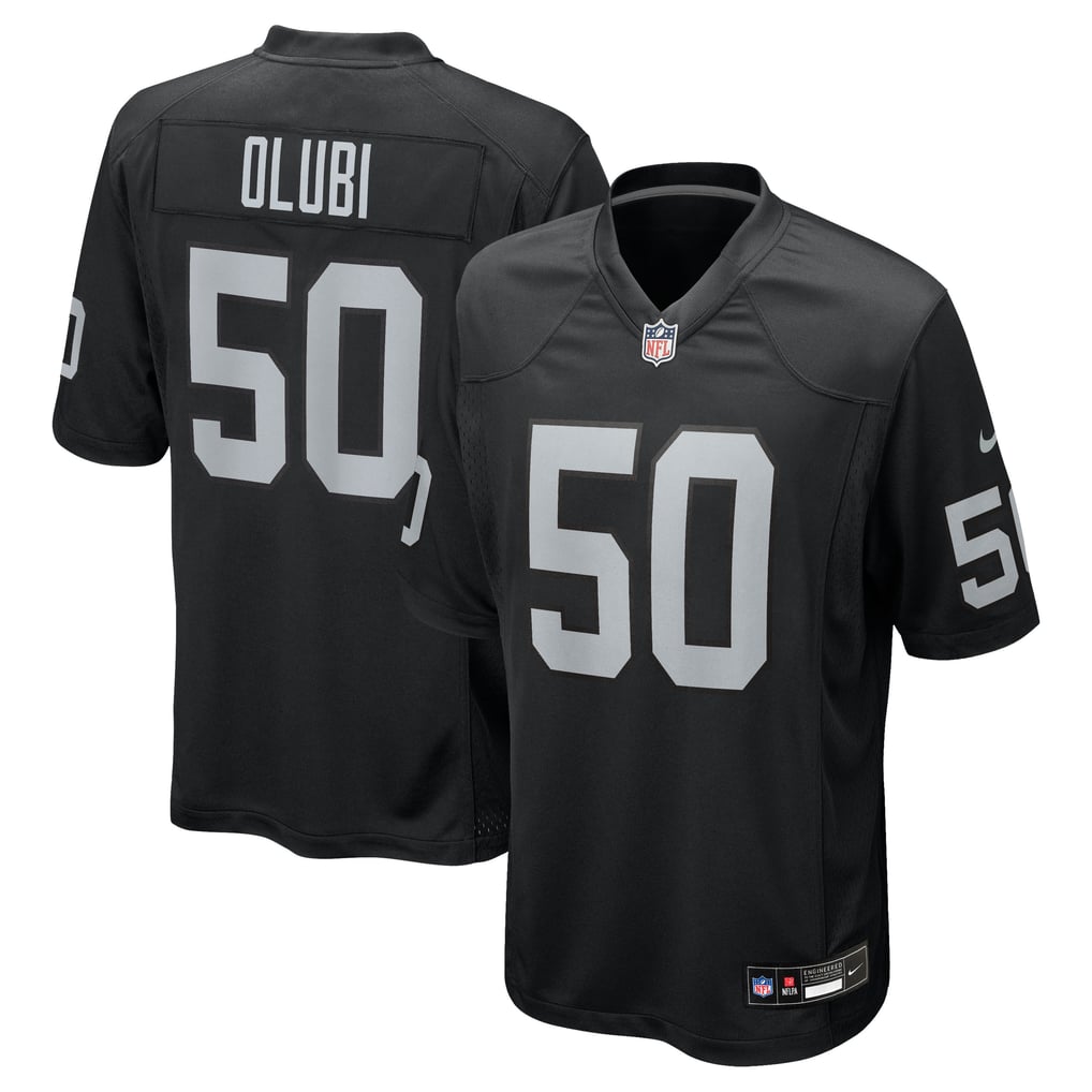 Men's Las Vegas Raiders Segun Olubi Black Team Game Jersey