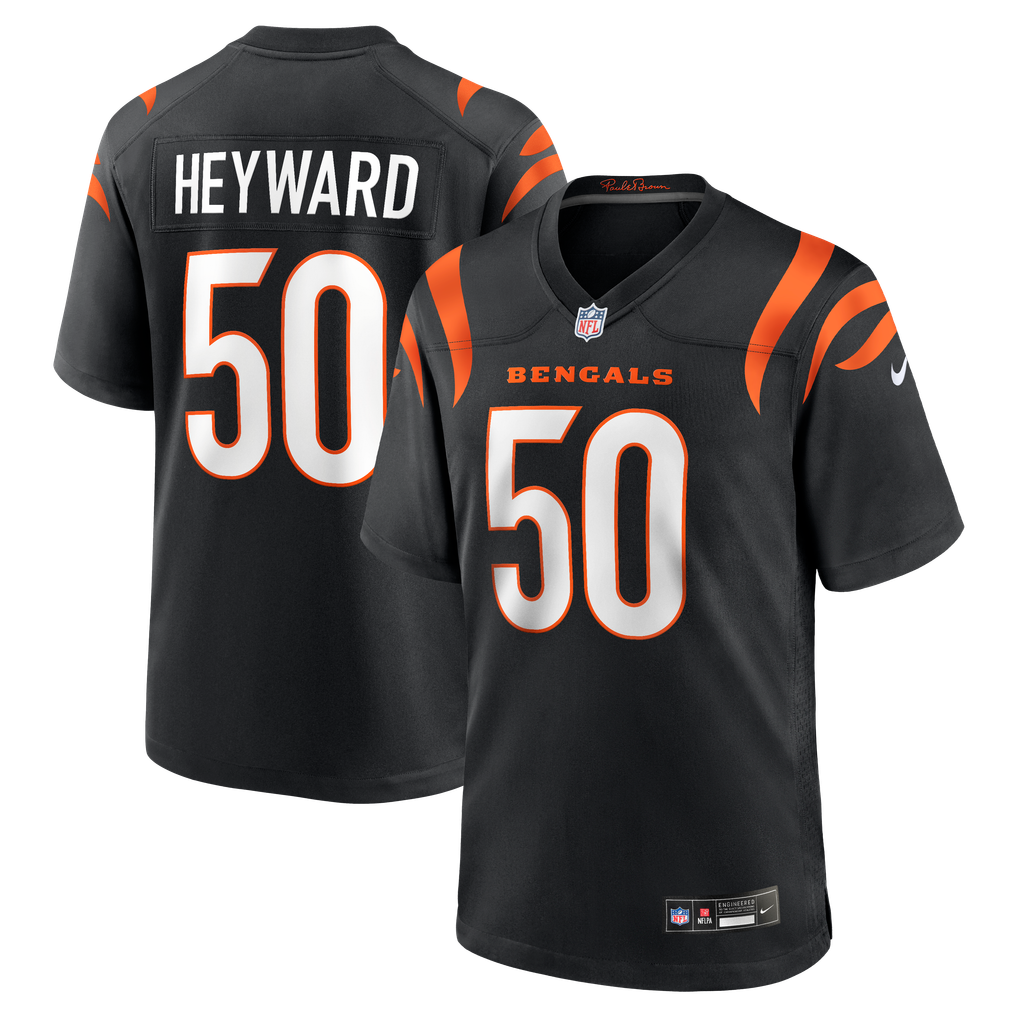 Men's Cincinnati Bengals Shaka Heyward Black Team Game Jersey