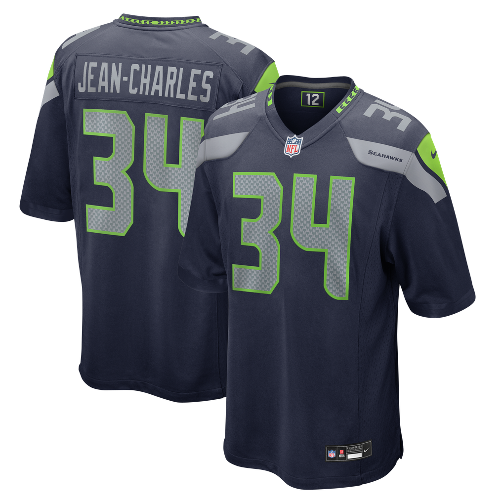 Men's Seattle Seahawks Shemar Jean-Charles College Navy Team Game Jersey