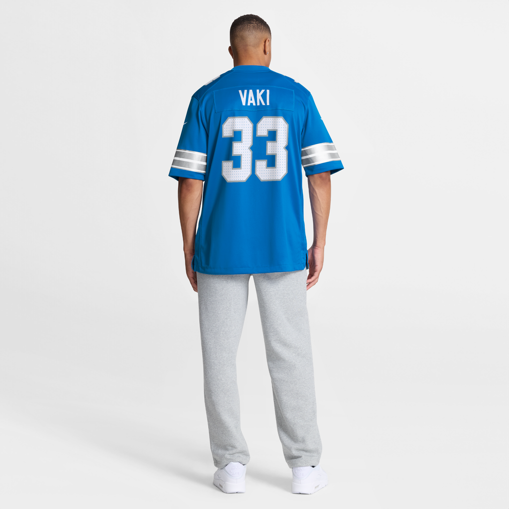 Men's Detroit Lions Sione Vaki Blue Team Game Jersey
