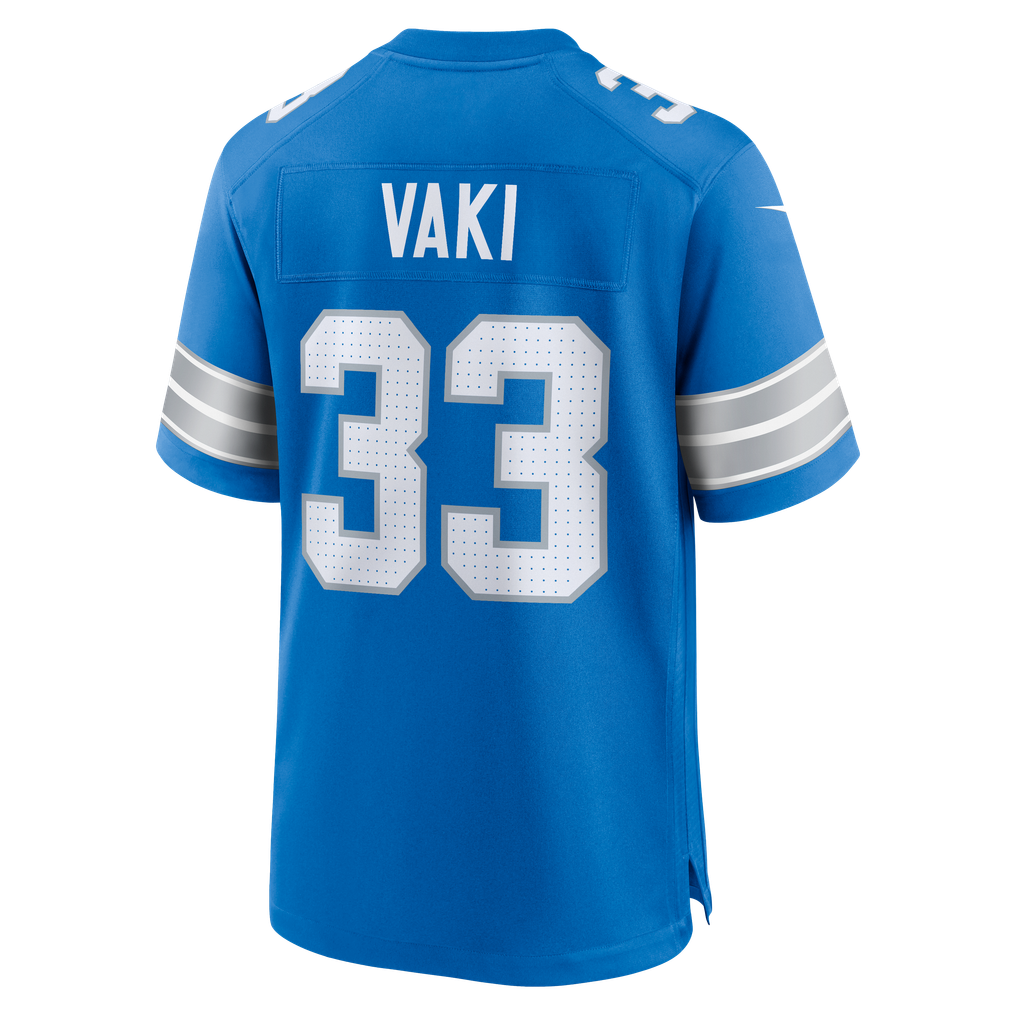 Men's Detroit Lions Sione Vaki Blue Team Game Jersey