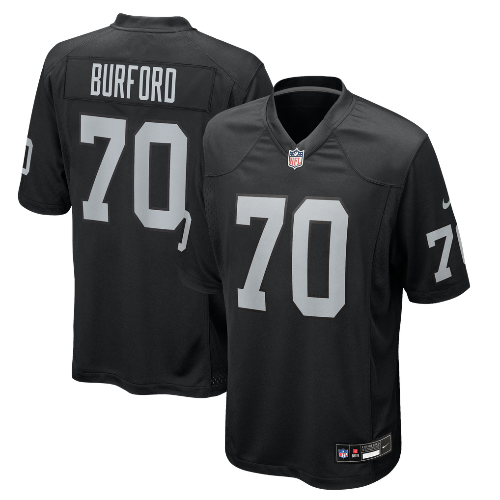 Men's Las Vegas Raiders Spencer Burford Black Team Game Jersey