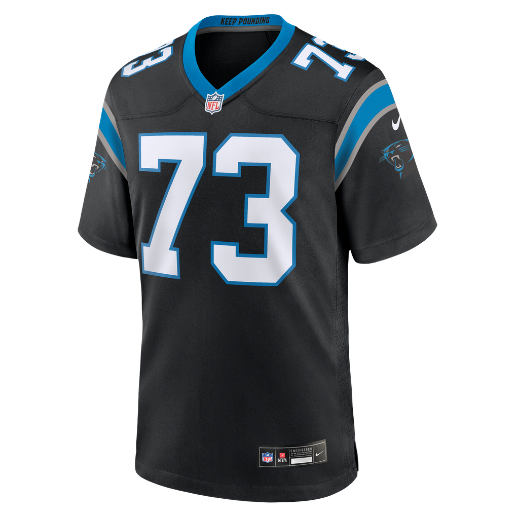 Men's Carolina Panthers Stone Forsythe Black Team Game Jersey