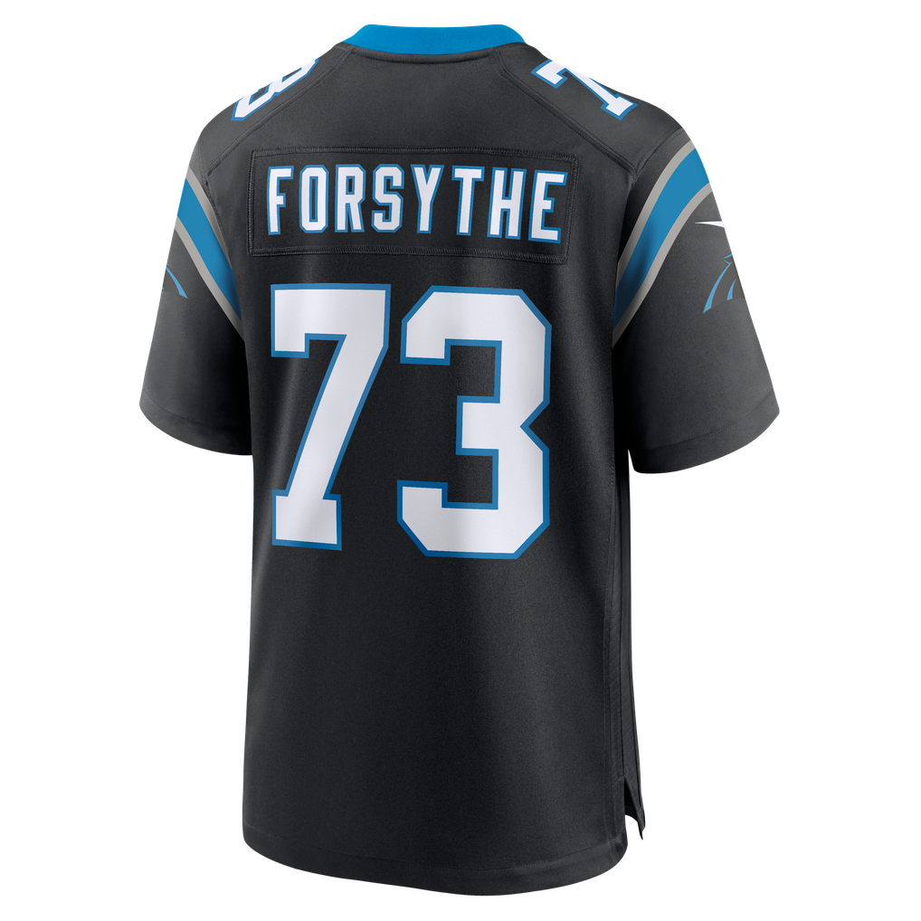 Men's Carolina Panthers Stone Forsythe Black Team Game Jersey