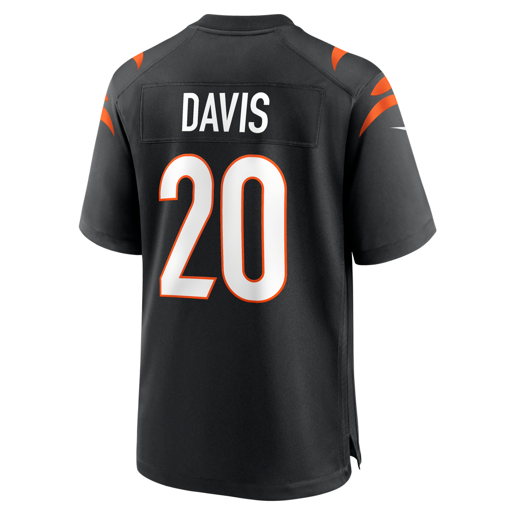 Men's Cincinnati Bengals Tacario Davis Black Team Game Jersey