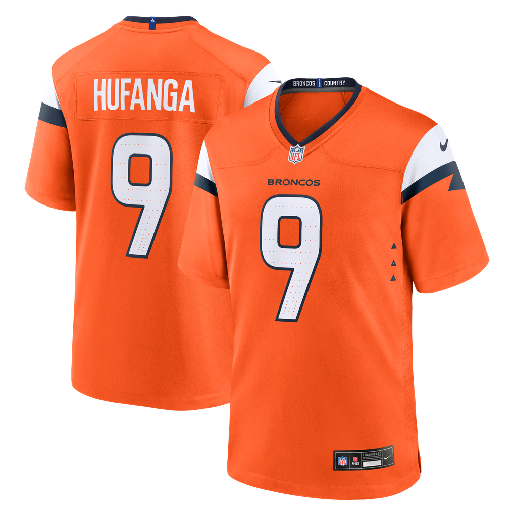 Men's Denver Broncos Talanoa Hufanga Orange Team Game Jersey