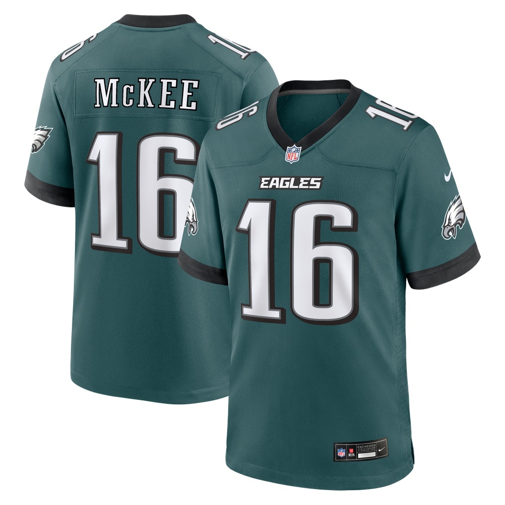 Men's Philadelphia Eagles Tanner McKee Midnight Green Team Game Jersey