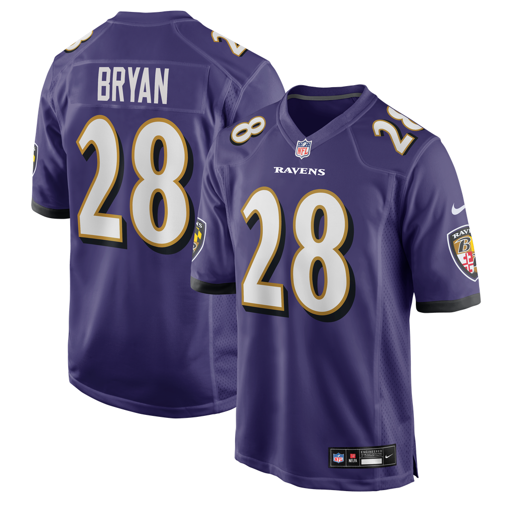 Men's Baltimore Ravens Taven Bryan Purple Team Game Jersey