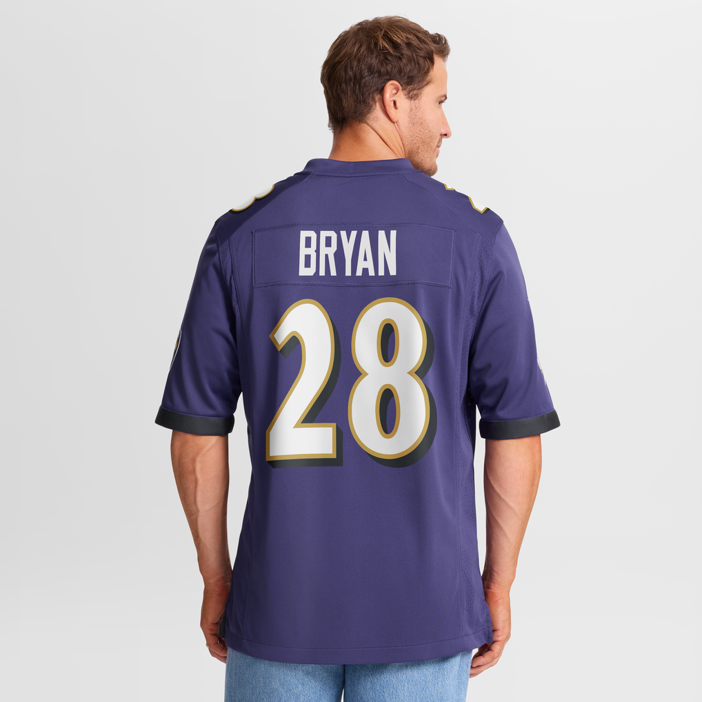 Men's Baltimore Ravens Taven Bryan Purple Team Game Jersey