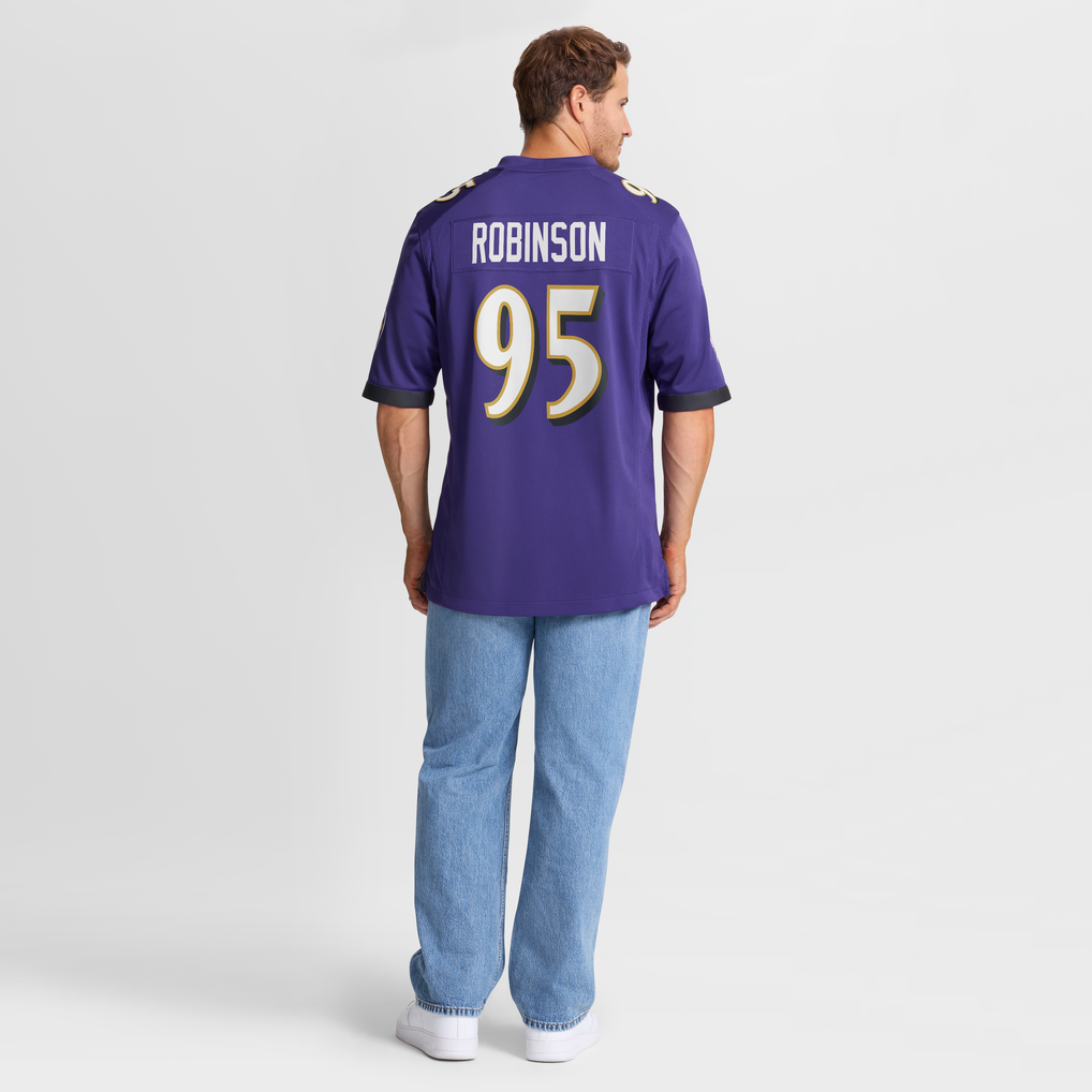 Men's Baltimore Ravens Tavius Robinson Purple Team Game Jersey