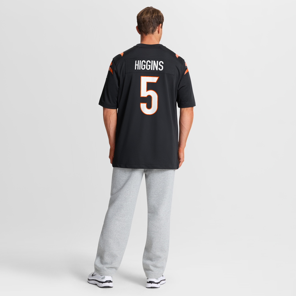 Men's Cincinnati Bengals Tee Higgins Black Game Player Jersey