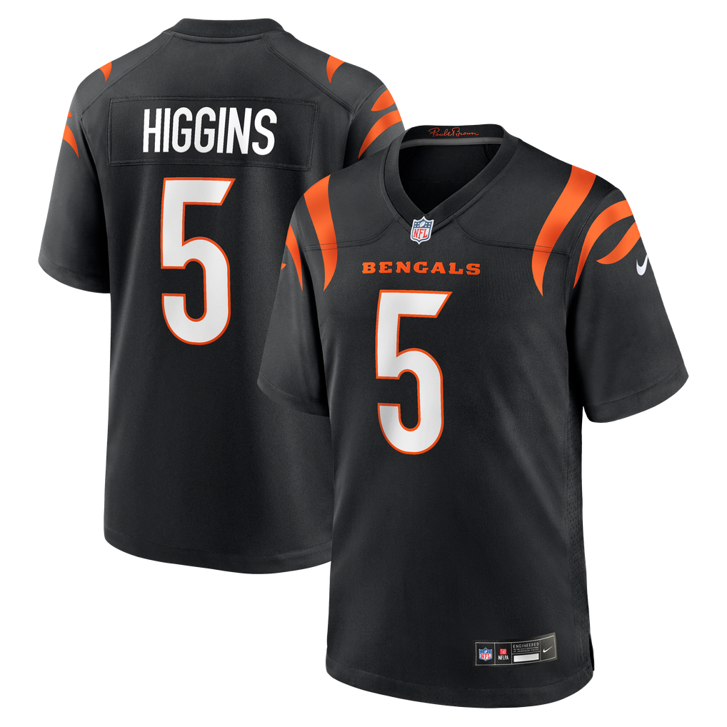 Men's Cincinnati Bengals Tee Higgins Black Game Player Jersey