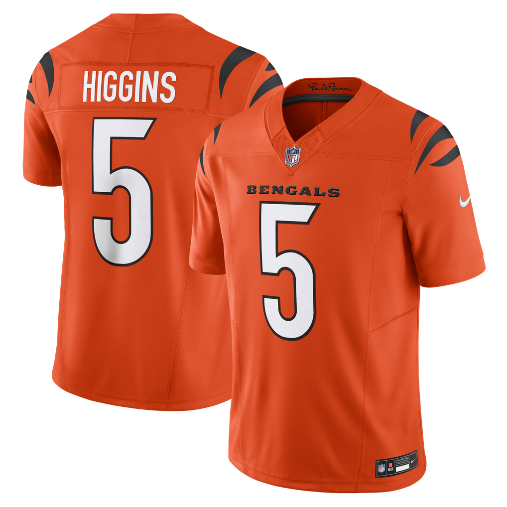 Men's Cincinnati Bengals Tee Higgins Orange Vapor F.U.S.E. Limited Jersey