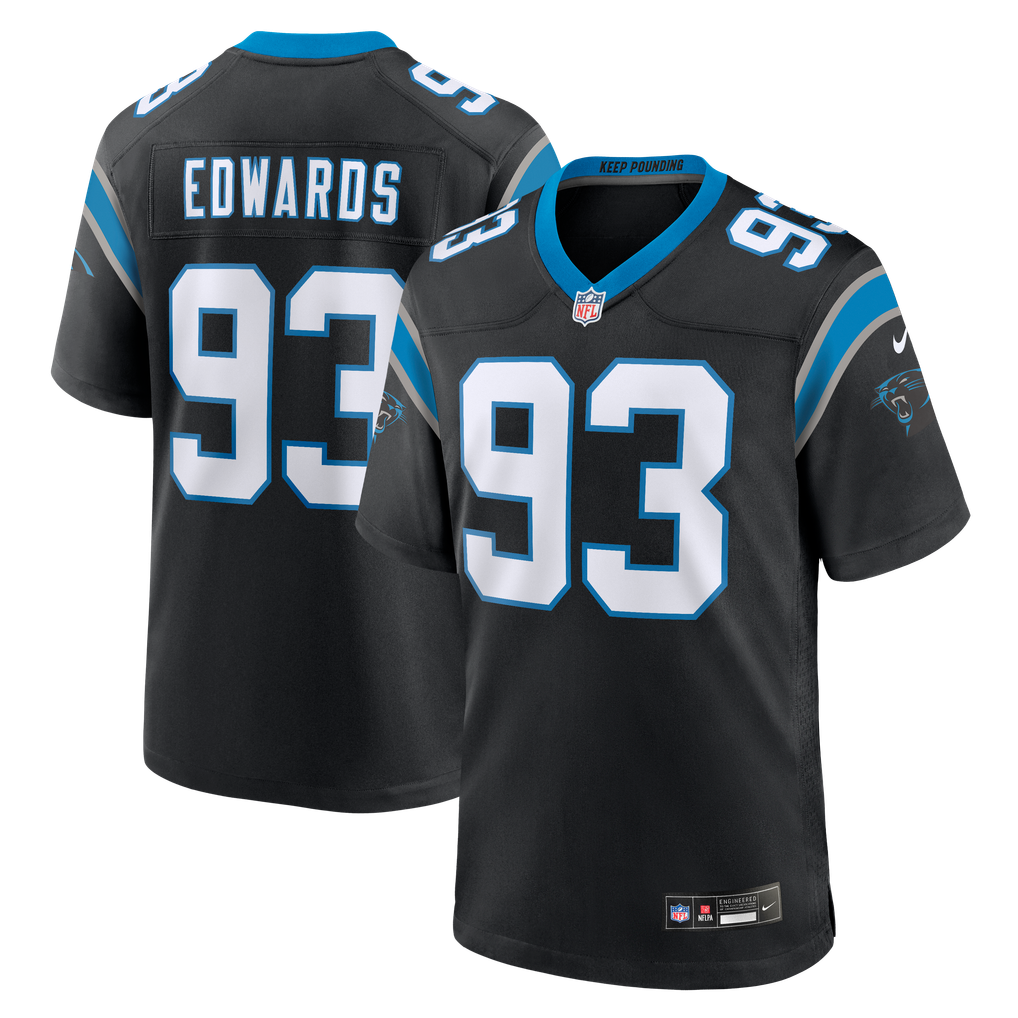 Men's Carolina Panthers TeRah Edwards Black Team Game Jersey