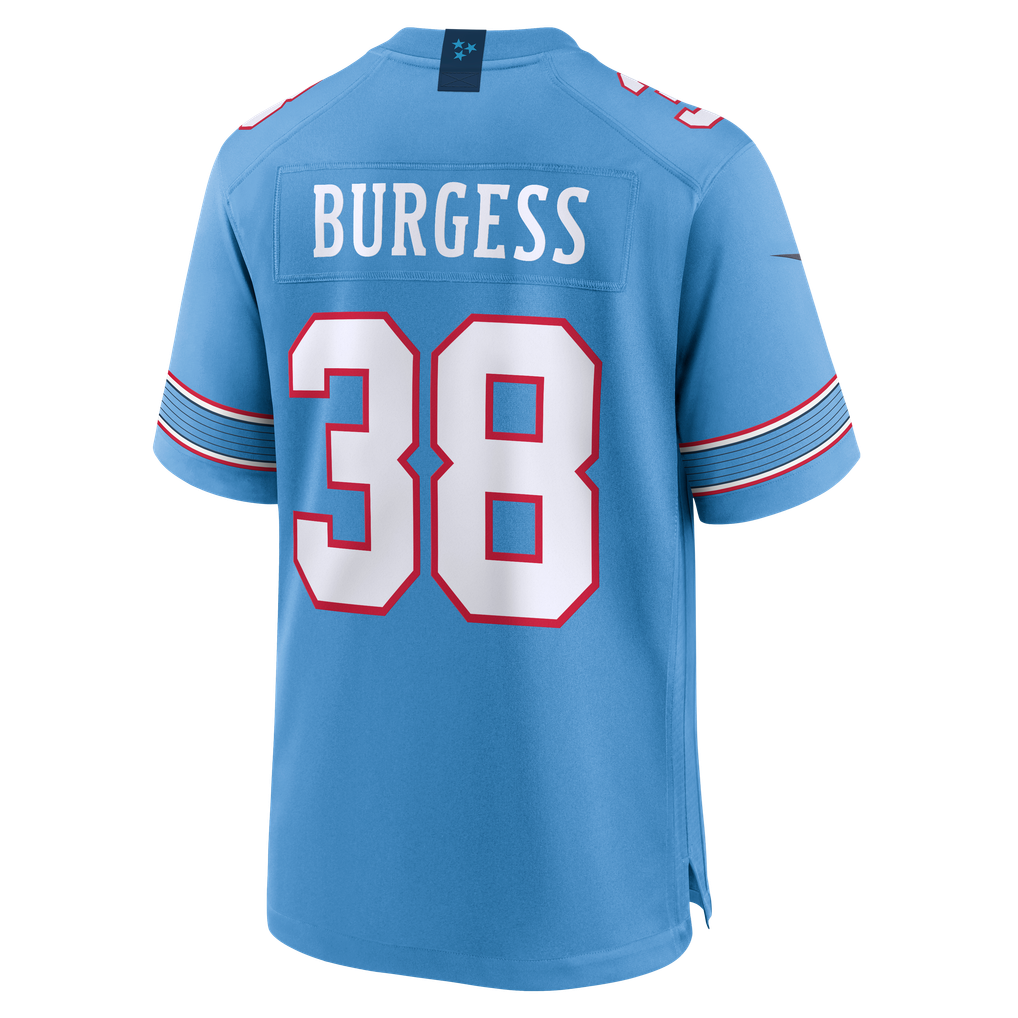 Men's Tennessee Titans Terrell Burgess Light Blue Team Game Jersey