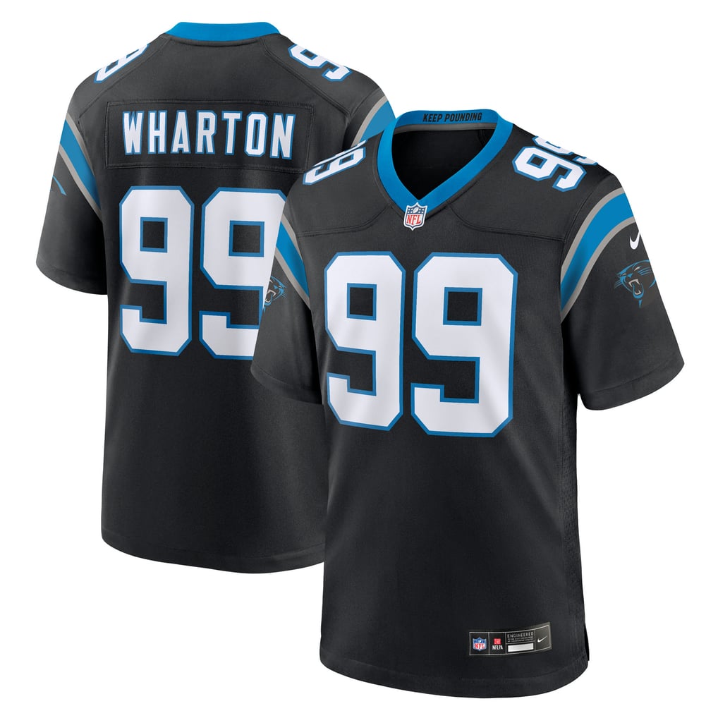 Men's Carolina Panthers Tershawn Wharton Black Team Game Jersey
