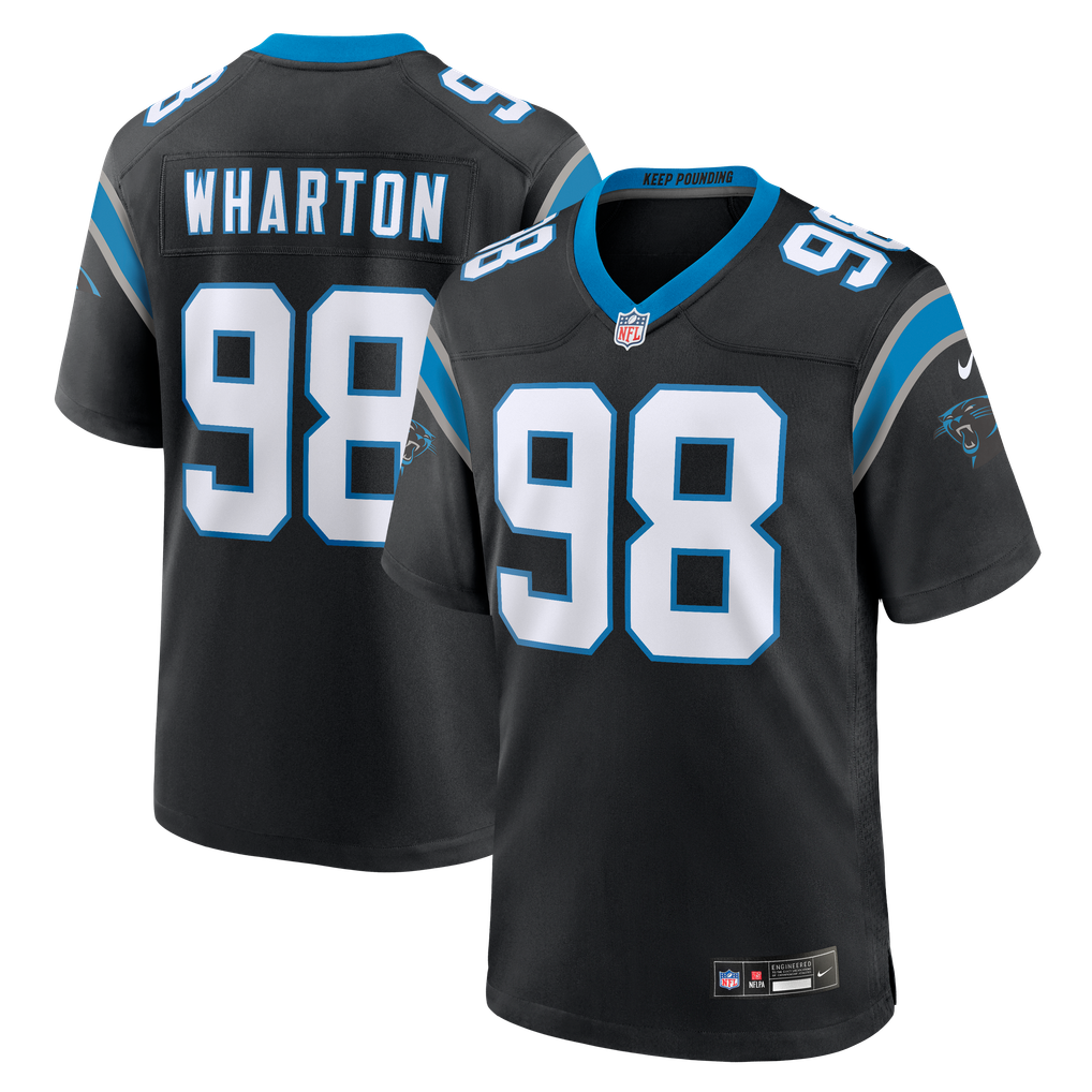 Men's Carolina Panthers Tershawn Wharton Black Team Game Jersey