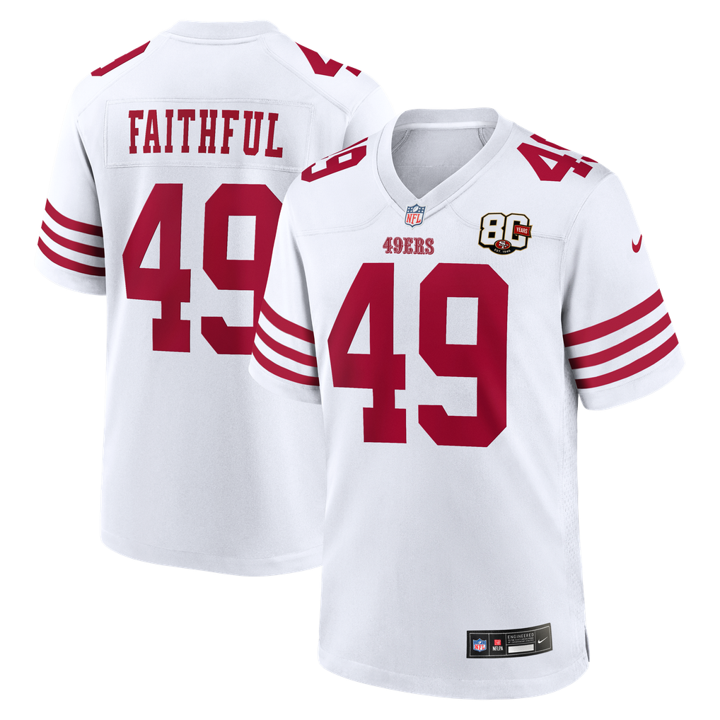 Men's San Francisco 49ers The Faithful White 80th Anniversary Game Jersey
