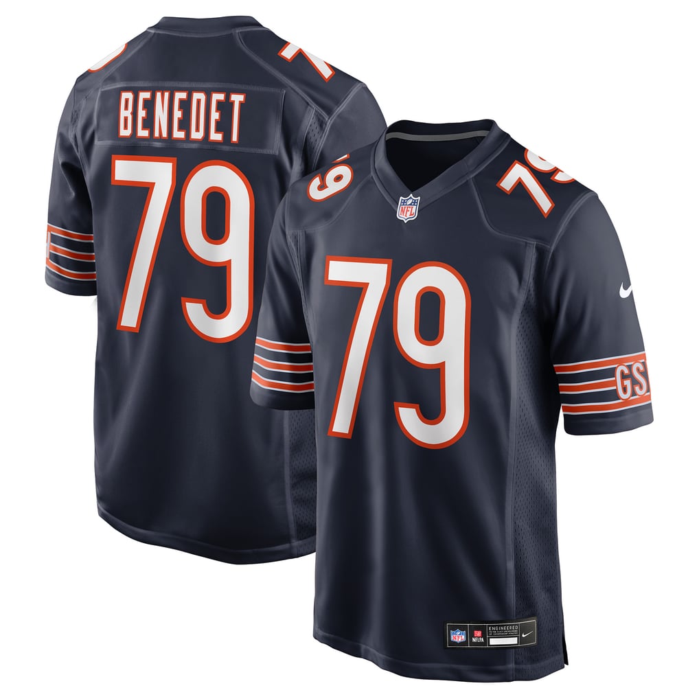 Men's Chicago Bears Theo Benedet Navy Team Game Jersey