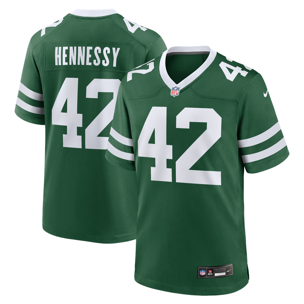 Men's New York Jets Thomas Hennessy Legacy Green Team Game Jersey