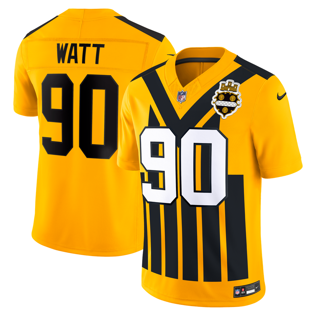 Men's Pittsburgh Steelers T.J. Watt Gold Alternate Vapor F.U.S.E. Stitched Limited Jersey