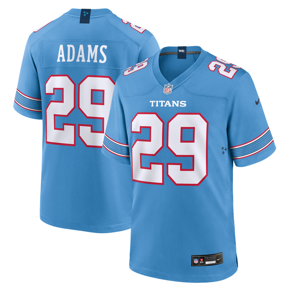 Men's Tennessee Titans Tony Adams Light Blue Team Game Jersey