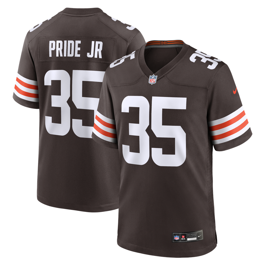 Men's Cleveland Browns Toriano Pride Jr. Brown Team Game Jersey