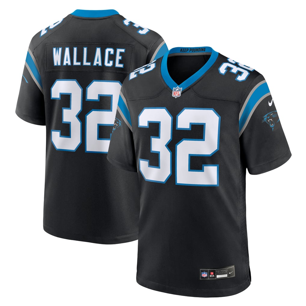 Men's Carolina Panthers Trevin Wallace Black Team Game Jersey