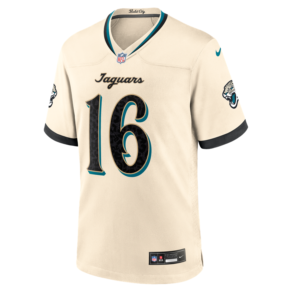 Men's Jacksonville Jaguars Trevor Lawrence Natural 2026 Rivalries Collection Game Jersey