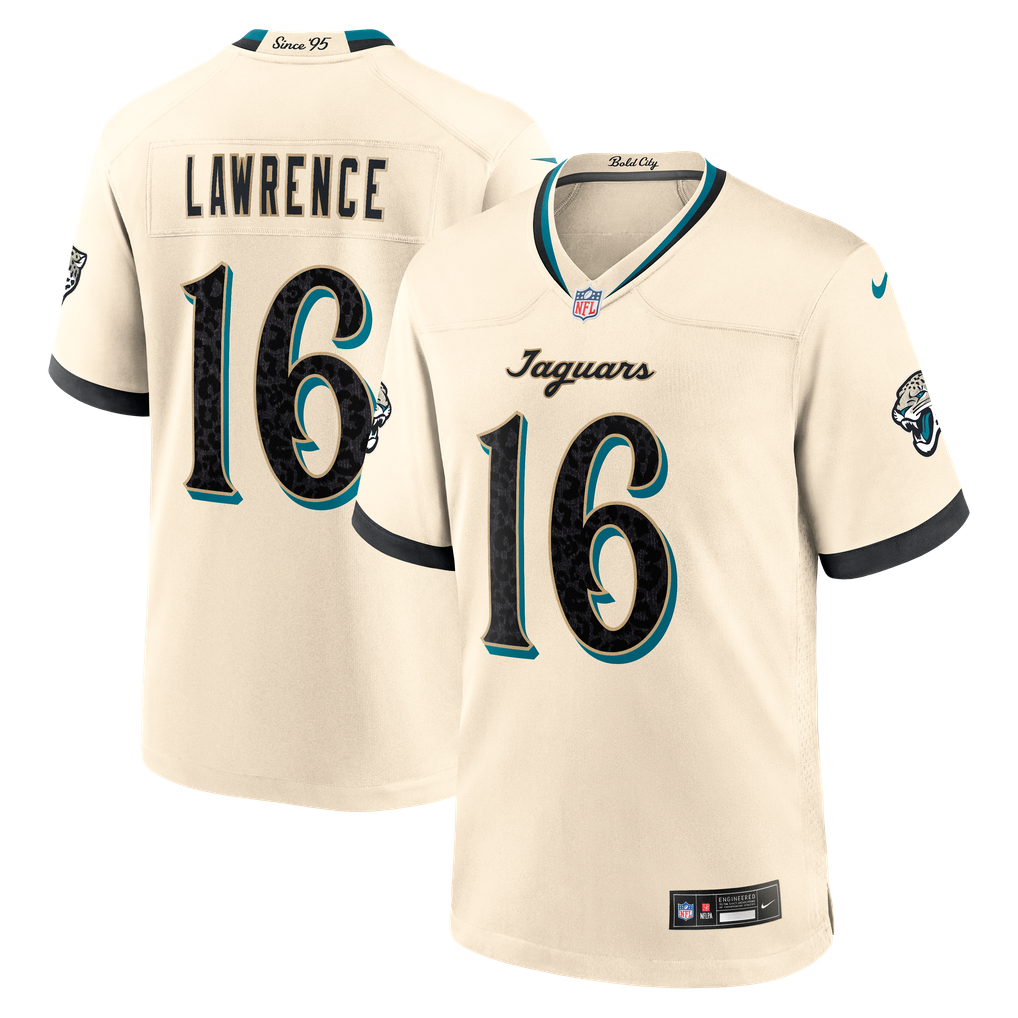 Men's Jacksonville Jaguars Trevor Lawrence Natural 2026 Rivalries Collection Game Jersey