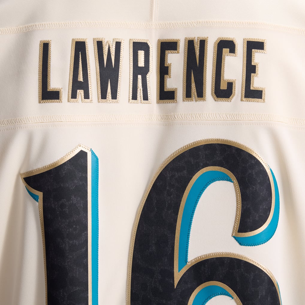 Men's Jacksonville Jaguars Trevor Lawrence Natural 2026 Rivalries Collection Stitched Limited Jersey