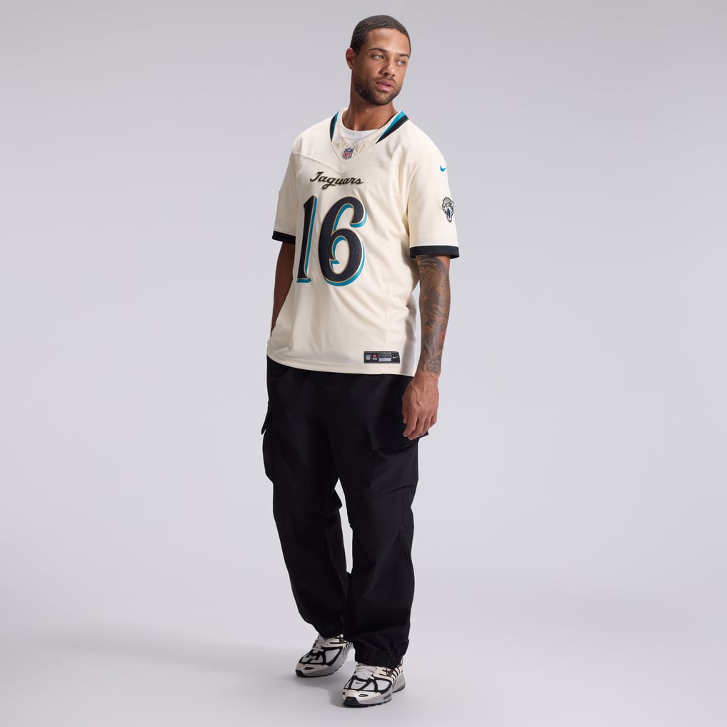 Men's Jacksonville Jaguars Trevor Lawrence Natural 2026 Rivalries Collection Stitched Limited Jersey