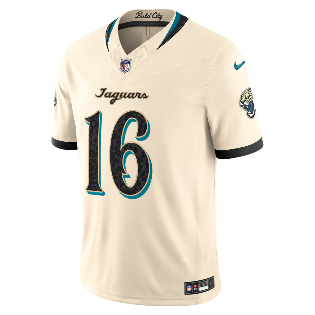 Men's Jacksonville Jaguars Trevor Lawrence Natural 2026 Rivalries Collection Stitched Limited Jersey