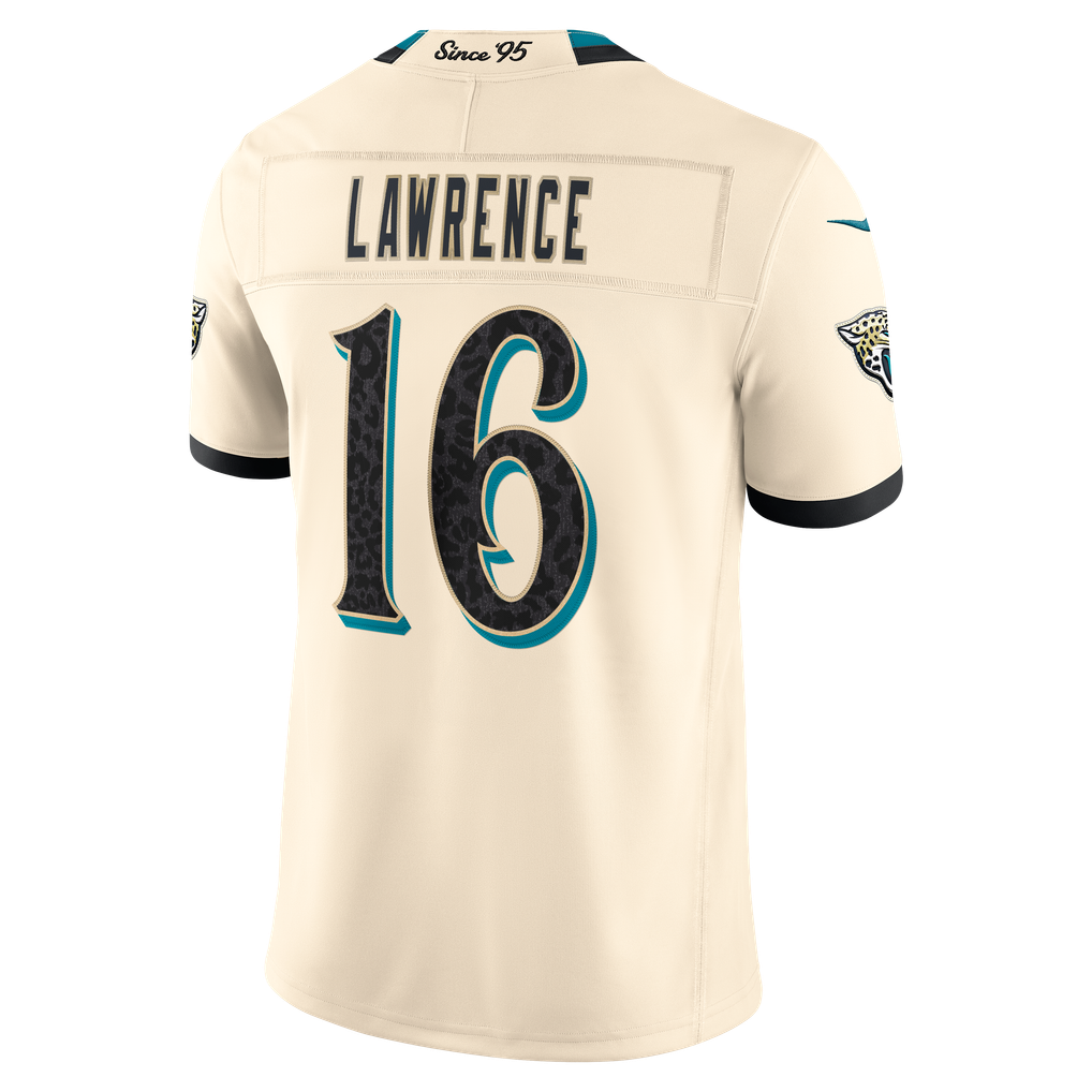 Men's Jacksonville Jaguars Trevor Lawrence Natural 2026 Rivalries Collection Stitched Limited Jersey