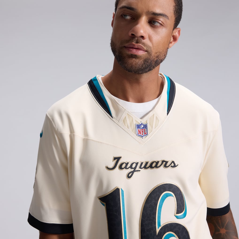 Men's Jacksonville Jaguars Trevor Lawrence Natural 2026 Rivalries Collection Stitched Limited Jersey