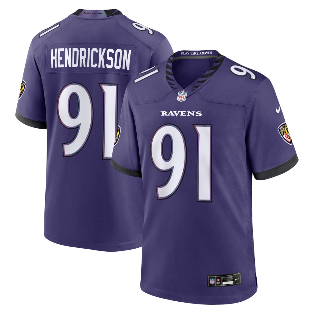 Men's Baltimore Ravens Trey Hendrickson Purple Team Game Jersey