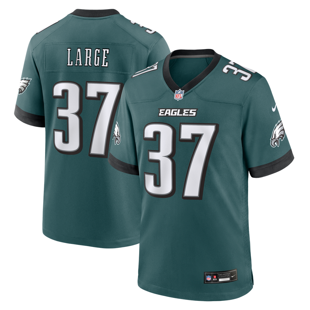 Men's Philadelphia Eagles Tucker Large Midnight Green Team Game Jersey