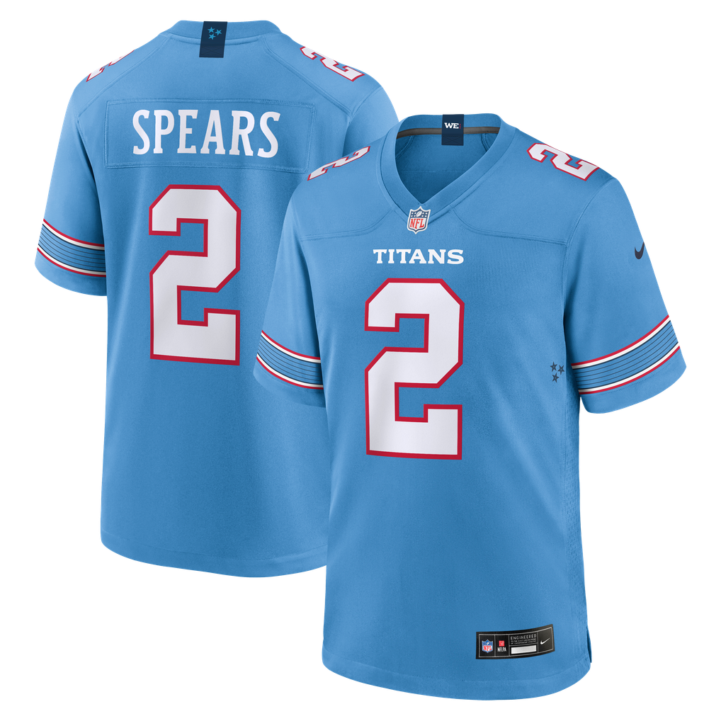 Men's Tennessee Titans Tyjae Spears Light Blue Game Jersey