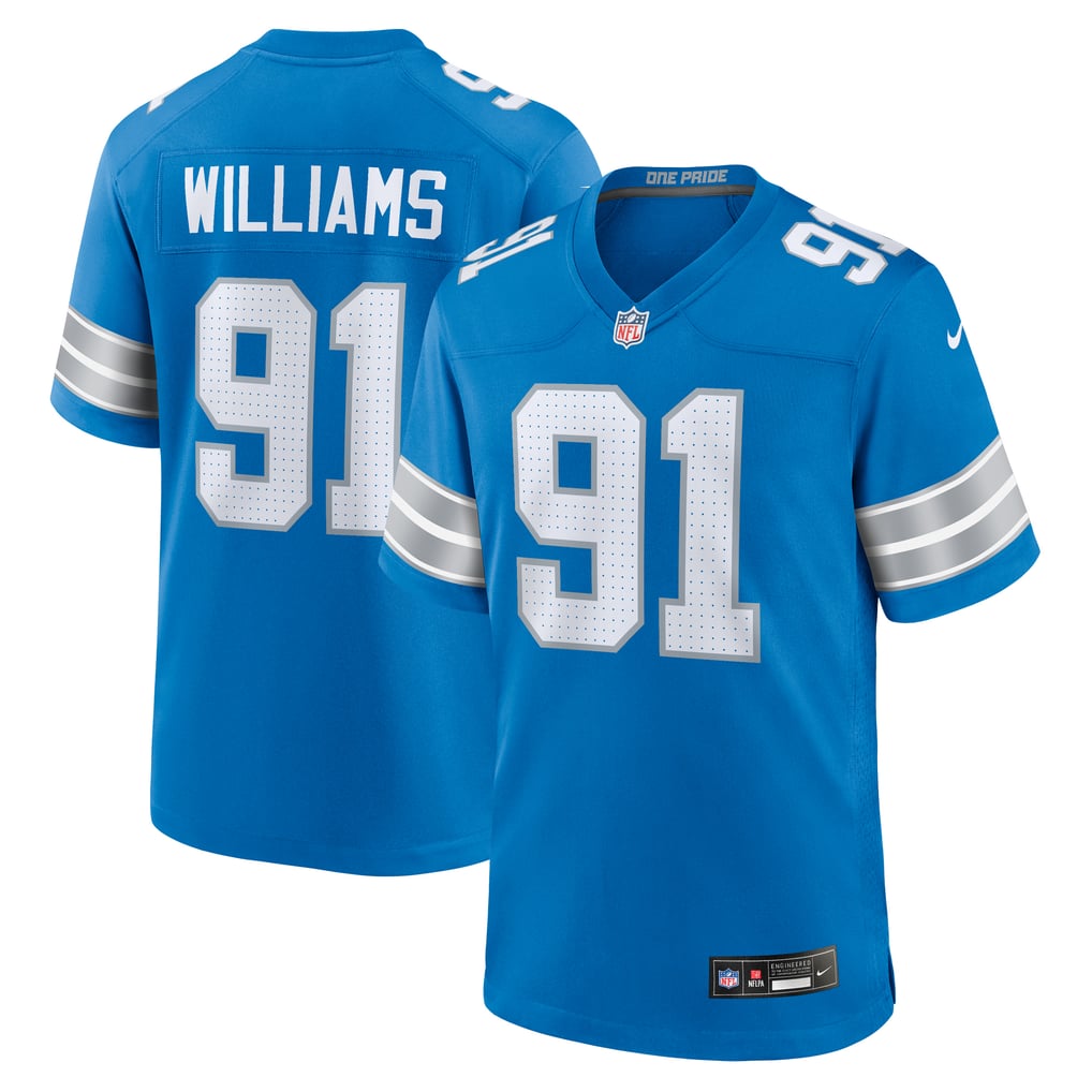 Men's Detroit Lions Tyleik Williams Blue Team Game Jersey