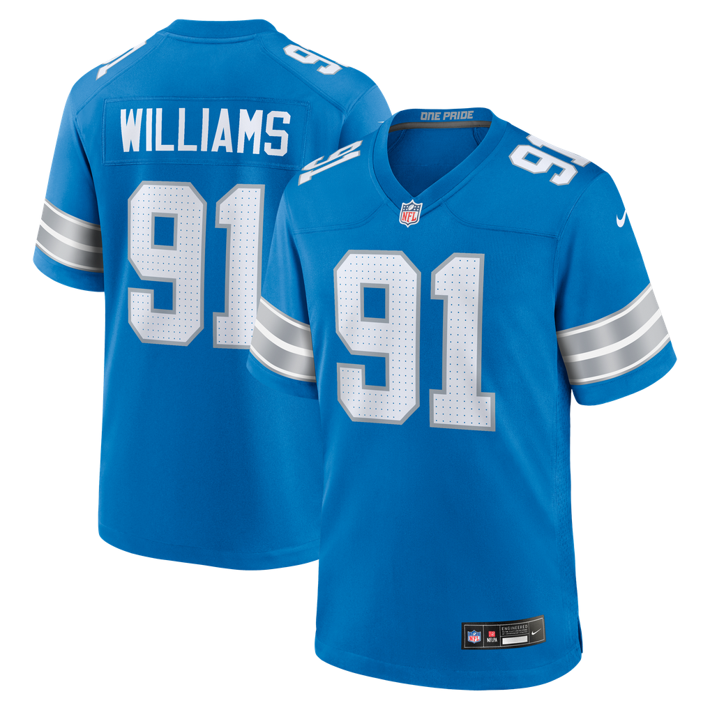 Men's Detroit Lions Tyleik Williams Blue Team Game Jersey