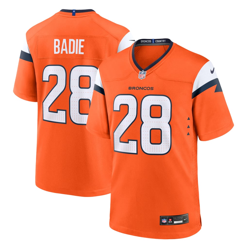 Men's Denver Broncos Tyler Badie Orange Team Game Jersey